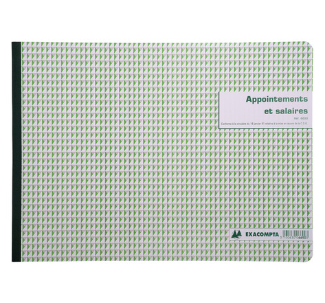 Piqûre Livre de paye 'Appointements et Salaires' 27 x 36 cm 60 pages EXACOMPTA