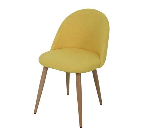 Chaise en tissu jaune - Pieds en métal - L 53 x P 54 x H 76 cm - COLE