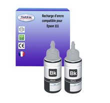 2 Bouteilles d'encre pigmentés compatibles  avec Epson 111 (C13T03M140) - Noire 120ml