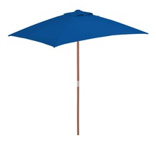 Vidaxl parasol d'extérieur avec mât en bois bleu 150x200 cm