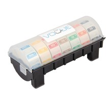 Kit étiquettes alimentaires solubles code couleur distributeur plastique 24 mm - vogue -