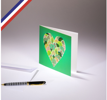 Carte double All you need is love créée et imprimée en France sur papier certifié PEFC - Cœur arbres