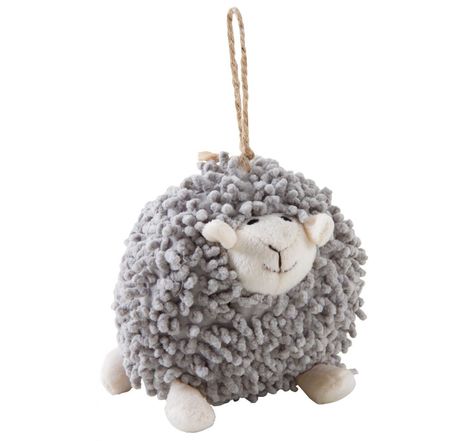Mouton à suspendre en coton gris shaggy