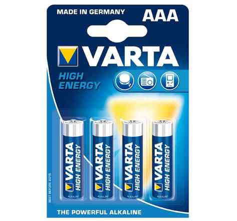 Blister de 4 piles alcaline 'High Energy', Micro (AAA/LR3) VARTA
