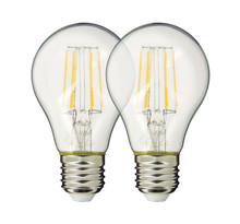 Lot x2 ampoules à filament led edf, standard, culot e27, conso 8w eq. 75w, blanc chaud