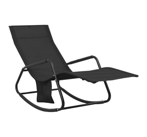 Vidaxl chaise longue acier et textilène noir