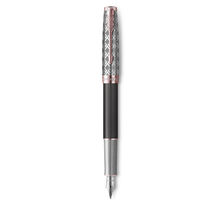 Parker sonnet premium  stylo plume  métal et laque grise  plume fine 18k  coffret cadeau