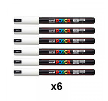 Lot de 6 marqueurs Posca PC-1MR blanc pointe extra-fine calibrée