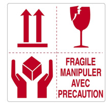 Étiquette d'expédition Fragile Manipuler avec précaution (colis de 500) (colis de 2)