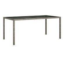 vidaXL Table de jardin Gris 190x90x75 cm Verre trempé/résine tressée