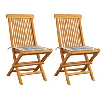 Vidaxl chaises de jardin 2 pcs avec coussins à carreaux gris teck