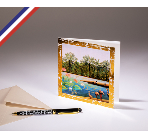 Carte double Le Musée créée et imprimée en France sur papier certifié FSC - Les flamands roses Le Douanier Rousseau