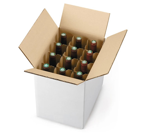 Caisse carton blanche pour bouteilles avec croisillons 31x23x30 cm (colis de 50)