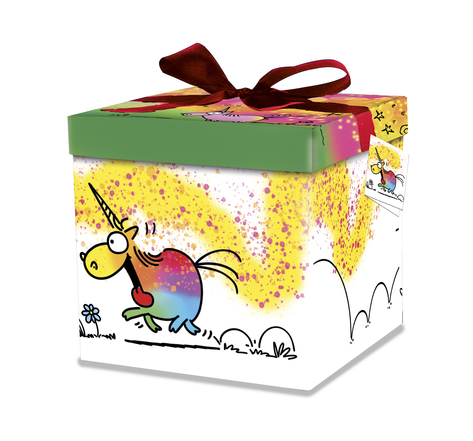 Boîte cadeau avec nœud - motifs licorne