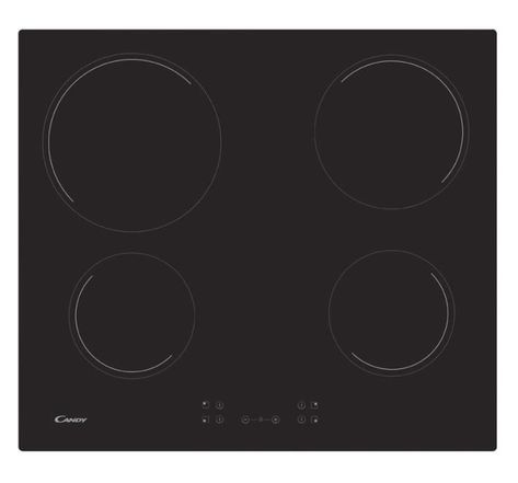 Candy ch64ccb plaque de cuisson vitrocéramique - 4 zones - 6500 w - l 56 x p 49 cm - revêtement verre - noir