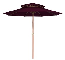 Vidaxl parasol double avec mât en bois rouge bordeaux 270 cm