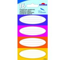 16 étiquettes adhésives scolaires - Bloc Ovale - couleurs chaudes