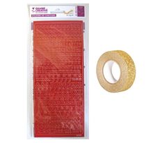 Stickers Alphabet rouge 10,5 x 23,2 cm + masking tape doré à paillettes 5 m