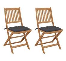 Vidaxl chaises pliables de jardin 2 pièces avec coussins bois d'acacia