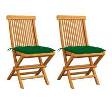 Vidaxl chaises de jardin avec coussins vert 2 pièces bois de teck massif