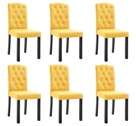 Vidaxl chaises de salle à manger 6 pièces jaune tissu
