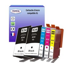 5 Cartouches compatibles avec HP OfficeJet 6825, Pro 6220 ePrinter remplace HP 934XL, HP 935XL  (Noire+Couleur)- T3AZUR
