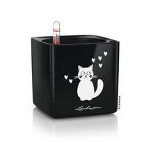 LECHUZA Jardinière de table CUBE Glossy CAT 14 ALL-IN-ONE Noir