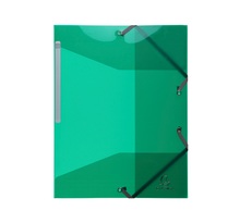 Exacompta : chemise 3 rabats elastiques 24x32cm polypropylène transparent vert