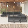 Vidaxl salon de jardin 12 pièces avec coussins gris bois de pin