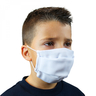 Lot de 2 masques de protection visage lavable 50 fois pour enfant - 3 couches en tissu - Blanc - Certifié UNS1