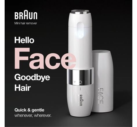 Braun face mini fs1000 rasoir visage éléctrique pour femme - doux pour la peau - fonction smart light - blanc