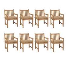 Vidaxl chaises de jardin 8 pcs avec coussins beige bois de teck solide