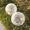 Lot de 2 sphère solaires 2x crack ball solar transparent verre h13cm