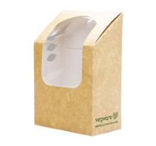 Emballage alimentaire professionnel compostable à wrap et tortilla kraft avec fenêtre pla - lot de 500 - vegware - carton/pla
