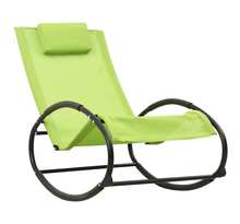 Vidaxl chaise longue avec oreiller acier et textilène vert