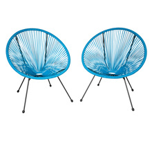 Tectake lot de 2 chaises de jardin santana - bleu