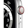 Apple Watch Series 6 GPS + Cellular, 44mm Boîtier en Acier Inoxidable Argent avec Bracelet Sport Blanc