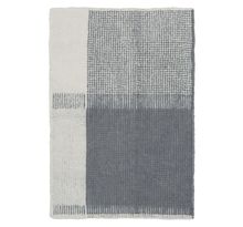 Tapis en laine à grands carreaux - blanc et bleu gris à reliefs - 120 x 170 cm
