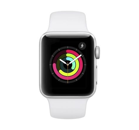 Apple Watch Series 3 GPS, 38mm Boîtier en aluminium argenté avec bracelet de sport blanc