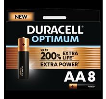 Duracell - NOUVEAU Piles alcalines AA Optimum, 1.5 V LR6 MX1500, paquet de 8