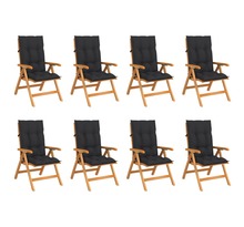 Vidaxl chaises inclinables de jardin avec coussins 8 pcs teck solide