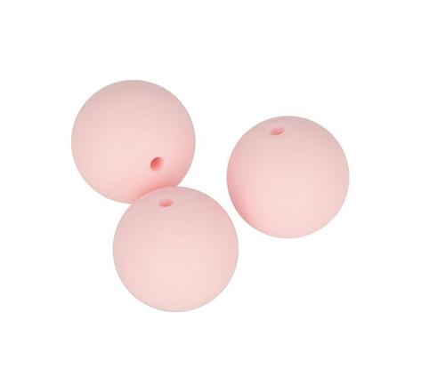 3 perles silicone rondes - 15 mm - rose poudré