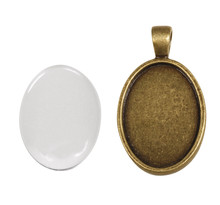 Médaillon pendentif en métal et cabochon Ovale 20x27mm Doré - Rayher