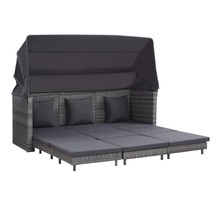 Vidaxl canapé-lit extensible 3 places avec toit résine tressée gris