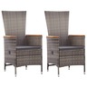 Vidaxl chaises d'extérieur 2 pcs avec coussins résine tressée gris