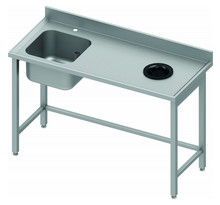 Table de chef inox avec vide ordure - bac à gauche - profondeur 700 - stalgast - 1100x700 x700xmm