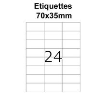 Étiquettes adhésives, 70x35mm , (24étiquettes/feuille) - blanc - 20 feuilles -t3azur