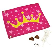 Axi drapeau avec couronne de princesse rose et jaune 55 x 45 cm