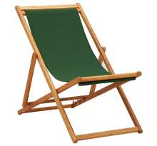 Vidaxl chaise pliable de plage bois d'eucalyptus et tissu vert