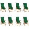 vidaXL Chaises inclinables de jardin avec coussins 8 Pièces Teck solide